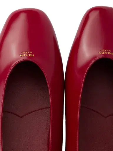 Prada Women's Brushed Leather Ballerinas - Red | Thumbnail 5 Prada Women's Brushed Leather Ballerinas - Red | Thumbnail 5