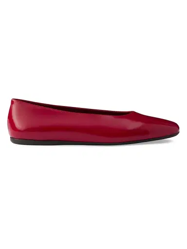 Prada Women's Brushed Leather Ballerinas - Red | Thumbnail 1 Prada Women's Brushed Leather Ballerinas - Red | Thumbnail 1