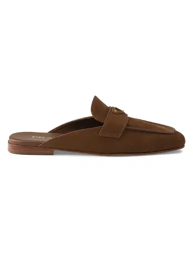 Prada Women's Nubuck Mules - Brown | Thumbnail 1 Prada Women's Nubuck Mules - Brown | Thumbnail 1