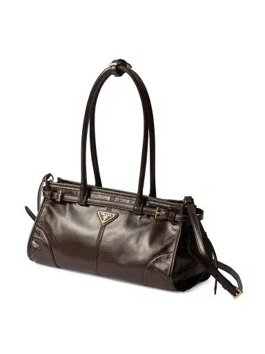 Prada Women's Bonnie Leather Top Handle Bag - Brown | Thumbnail 4 Prada Women's Bonnie Leather Top Handle Bag - Brown | Thumbnail 4