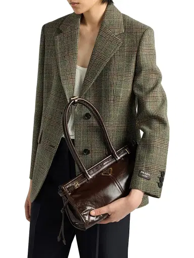 Prada Women's Bonnie Leather Top Handle Bag - Brown | Thumbnail 1 Prada Women's Bonnie Leather Top Handle Bag - Brown | Thumbnail 1