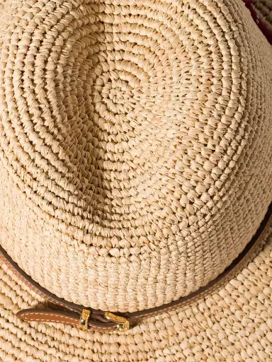 Miu Miu Women's Raffia and Leather Hat - Beige Khaki | Thumbnail 2 Miu Miu Women's Raffia and Leather Hat - Beige Khaki | Thumbnail 2