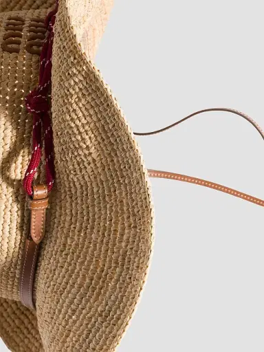 Miu Miu Women's Raffia and Leather Hat - Beige Khaki | Thumbnail 3 Miu Miu Women's Raffia and Leather Hat - Beige Khaki | Thumbnail 3