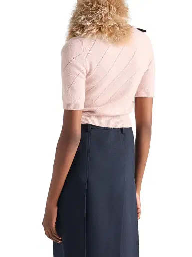 Prada Women's Short Sleeved Cashmere Sweater - Pink | Thumbnail 3 Prada Women's Short Sleeved Cashmere Sweater - Pink | Thumbnail 3