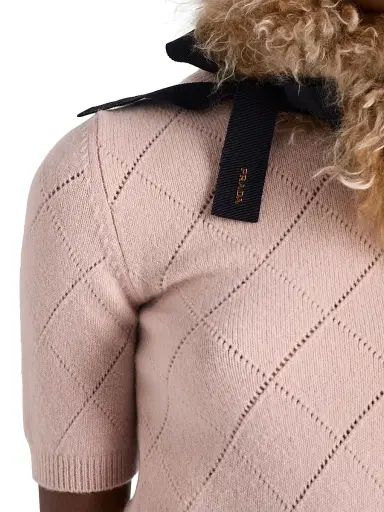 Prada Women's Short Sleeved Cashmere Sweater - Pink | Thumbnail 5 Prada Women's Short Sleeved Cashmere Sweater - Pink | Thumbnail 5