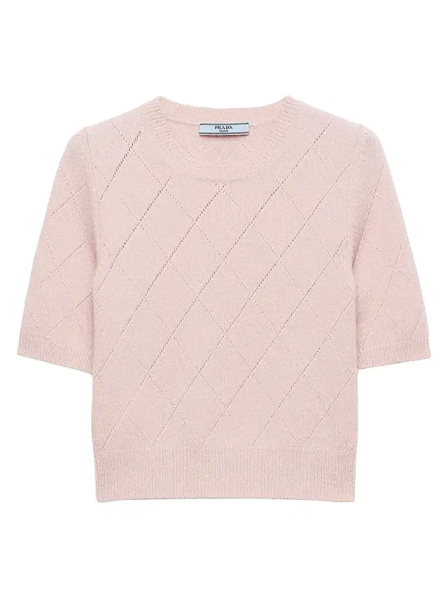 Women's Short Sleeved Cashmere Sweater - Pink Women's Short Sleeved Cashmere Sweater - Pink