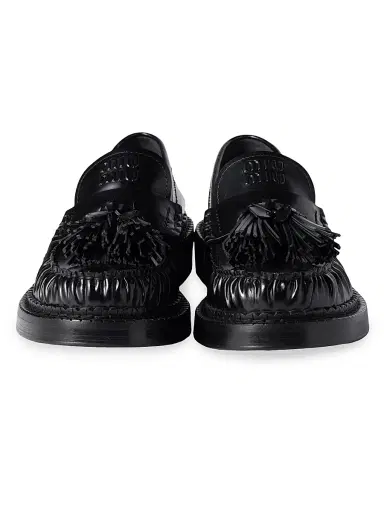 Miu Miu Women's Tassel Loafers in Polished Leather - Black - Size 7 | Thumbnail 2 Miu Miu Women's Tassel Loafers in Polished Leather - Black - Size 7 | Thumbnail 2
