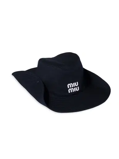 Miu Miu Women's Drill Cowboy Hat - Blue | Thumbnail 1 Miu Miu Women's Drill Cowboy Hat - Blue | Thumbnail 1