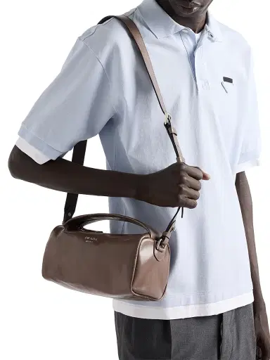 Prada Men's Leather Shoulder Bag - Light Brown | Thumbnail 2 Prada Men's Leather Shoulder Bag - Light Brown | Thumbnail 2