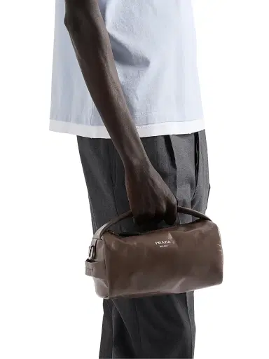 Prada Men's Leather Shoulder Bag - Light Brown | Thumbnail 3 Prada Men's Leather Shoulder Bag - Light Brown | Thumbnail 3