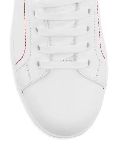 Dolce & Gabbana Women's Portofino Logo Leather Sneakers - Bianco Argento - Size 10.5 | Thumbnail 3 Dolce & Gabbana Women's Portofino Logo Leather Sneakers - Bianco Argento - Size 10.5 | Thumbnail 3