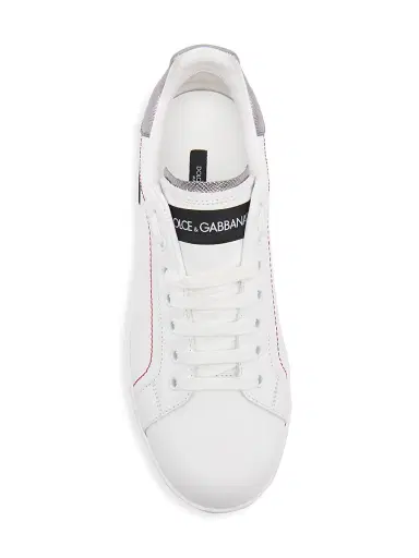 Dolce & Gabbana Women's Portofino Logo Leather Sneakers - Bianco Argento - Size 10.5 | Thumbnail 4 Dolce & Gabbana Women's Portofino Logo Leather Sneakers - Bianco Argento - Size 10.5 | Thumbnail 4