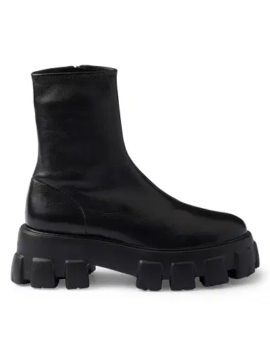 Prada Women's Monolith Stretch Nappa Booties - Black | Thumbnail 1 Prada Women's Monolith Stretch Nappa Booties - Black | Thumbnail 1