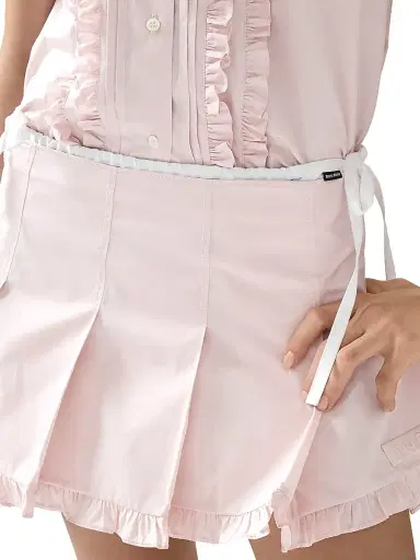 Miu Miu Women's Poplin Pleated Miniskirt - Pink - Size 8 | Thumbnail 6 Miu Miu Women's Poplin Pleated Miniskirt - Pink - Size 8 | Thumbnail 6