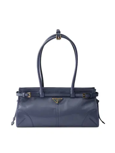 Prada Women's Bonnie Leather Top Handle Bag - Blue | Thumbnail 1 Prada Women's Bonnie Leather Top Handle Bag - Blue | Thumbnail 1