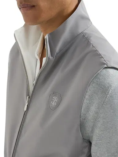 Brunello Cucinelli Men's Bonded Nylon Reversible Vest with Logo - Off White | Thumbnail 5 Brunello Cucinelli Men's Bonded Nylon Reversible Vest with Logo - Off White | Thumbnail 5