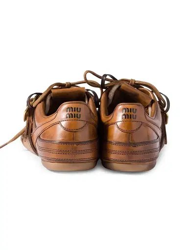 Miu Miu Women's Leather Sneakers with Buckle - Brown | Thumbnail 2 Miu Miu Women's Leather Sneakers with Buckle - Brown | Thumbnail 2