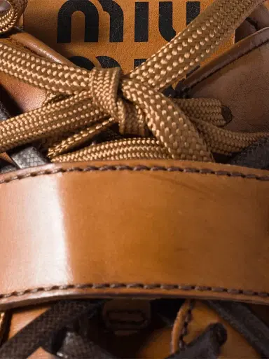 Miu Miu Women's Leather Sneakers with Buckle - Brown | Thumbnail 3 Miu Miu Women's Leather Sneakers with Buckle - Brown | Thumbnail 3
