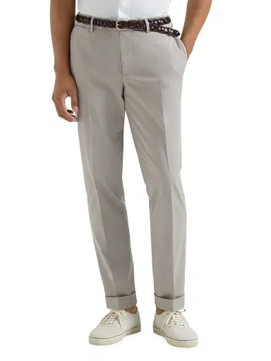 Brunello Cucinelli Men's Garment Dyed Italian Fit Trousers - Light Grey | Thumbnail 2 Brunello Cucinelli Men's Garment Dyed Italian Fit Trousers - Light Grey | Thumbnail 2