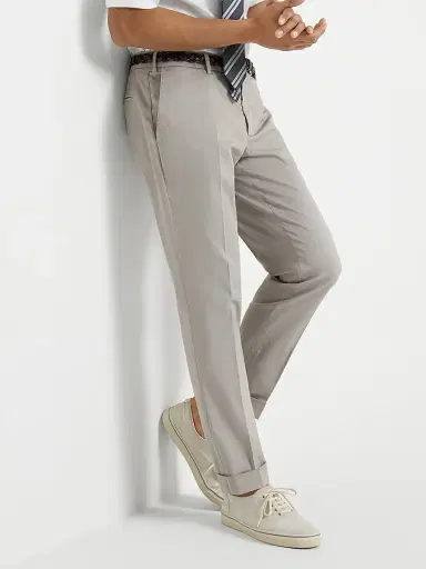 Brunello Cucinelli Men's Garment Dyed Italian Fit Trousers - Light Grey | Thumbnail 5 Brunello Cucinelli Men's Garment Dyed Italian Fit Trousers - Light Grey | Thumbnail 5