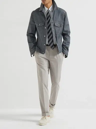 Brunello Cucinelli Men's Garment Dyed Italian Fit Trousers - Light Grey | Thumbnail 6 Brunello Cucinelli Men's Garment Dyed Italian Fit Trousers - Light Grey | Thumbnail 6