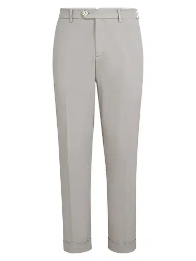 Brunello Cucinelli Men's Garment Dyed Italian Fit Trousers - Light Grey | Thumbnail 1 Brunello Cucinelli Men's Garment Dyed Italian Fit Trousers - Light Grey | Thumbnail 1