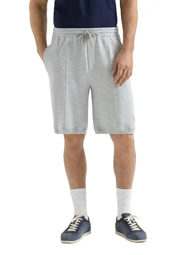 Brunello Cucinelli Men's Cotton and Silk French Terry Double Knit Bermuda Shorts with Logo - Pebble - Size XXXXL | Thumbnail 2 Brunello Cucinelli Men's Cotton and Silk French Terry Double Knit Bermuda Shorts with Logo - Pebble - Size XXXXL | Thumbnail 2