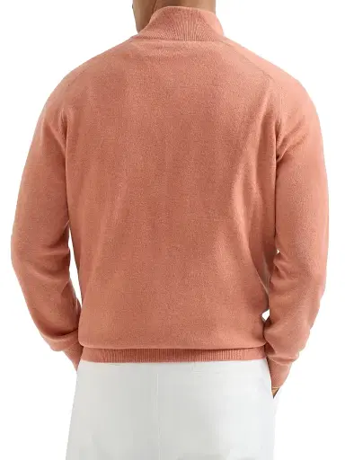 Brunello Cucinelli Men's Cashmere Sweater with Half Zip - Apricot - Size 34 | Thumbnail 3 Brunello Cucinelli Men's Cashmere Sweater with Half Zip - Apricot - Size 34 | Thumbnail 3
