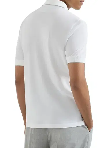 Brunello Cucinelli Men's Techno Piqué Polo Shirt with Half Zip - White - Size XXXXL | Thumbnail 3 Brunello Cucinelli Men's Techno Piqué Polo Shirt with Half Zip - White - Size XXXXL | Thumbnail 3