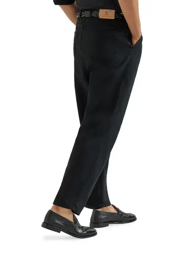 Brunello Cucinelli Men's Garment Dyed Iconic Fit Five Pocket Trousers - Black | Thumbnail 3 Brunello Cucinelli Men's Garment Dyed Iconic Fit Five Pocket Trousers - Black | Thumbnail 3
