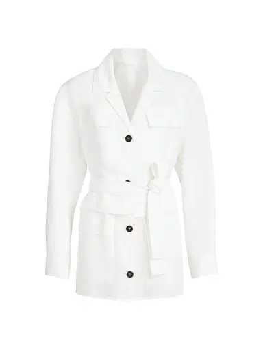 Brunello Cucinelli Women's Viscose and Linen Fluid Twill Safari Jacket with Monili | Thumbnail 1 Brunello Cucinelli Women's Viscose and Linen Fluid Twill Safari Jacket with Monili | Thumbnail 1