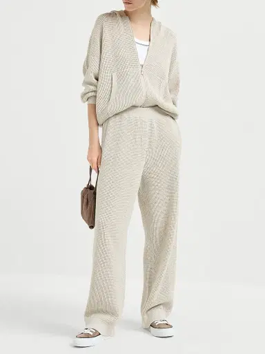 Brunello Cucinelli Women's Cotton Sparkling Net Hooded Cardigan | Thumbnail 6 Brunello Cucinelli Women's Cotton Sparkling Net Hooded Cardigan | Thumbnail 6