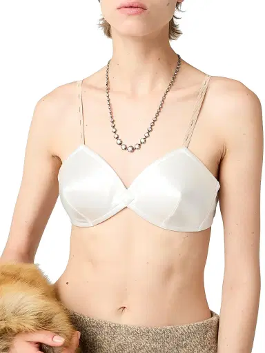 Miu Miu Women's Satin Bra Top - White | Thumbnail 2 Miu Miu Women's Satin Bra Top - White | Thumbnail 2