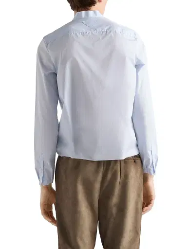 Prada Men's Cotton Shirt - Blue | Thumbnail 5 Prada Men's Cotton Shirt - Blue | Thumbnail 5