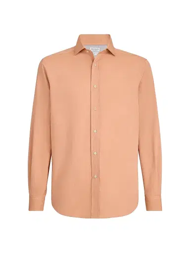 Brunello Cucinelli Men's Poplin Easy Fit Shirt with Spread Collar | Thumbnail 1 Brunello Cucinelli Men's Poplin Easy Fit Shirt with Spread Collar | Thumbnail 1