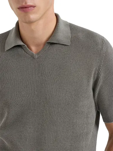 Brunello Cucinelli Men's Cotton English Rib Knit Polo Shirt | Thumbnail 6 Brunello Cucinelli Men's Cotton English Rib Knit Polo Shirt | Thumbnail 6