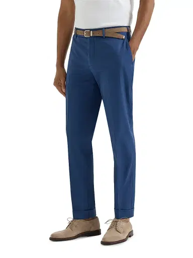Brunello Cucinelli Men's Garment Dyed Italian Fit Trousers - Denim | Thumbnail 2 Brunello Cucinelli Men's Garment Dyed Italian Fit Trousers - Denim | Thumbnail 2