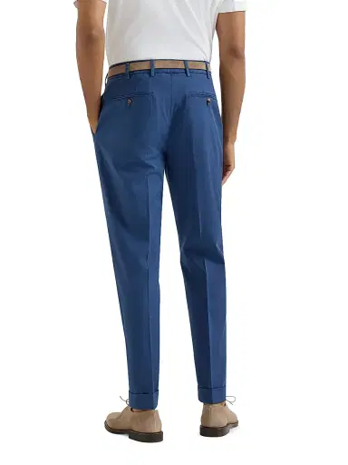 Brunello Cucinelli Men's Garment Dyed Italian Fit Trousers - Denim | Thumbnail 3 Brunello Cucinelli Men's Garment Dyed Italian Fit Trousers - Denim | Thumbnail 3