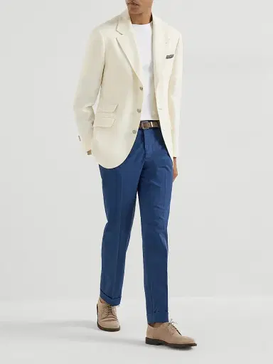 Brunello Cucinelli Men's Garment Dyed Italian Fit Trousers - Denim | Thumbnail 6 Brunello Cucinelli Men's Garment Dyed Italian Fit Trousers - Denim | Thumbnail 6