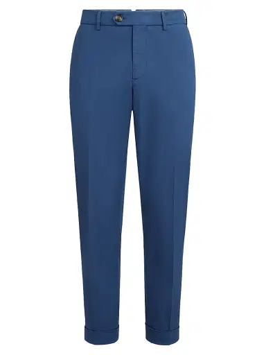 Brunello Cucinelli Men's Garment Dyed Italian Fit Trousers - Denim | Thumbnail 1 Brunello Cucinelli Men's Garment Dyed Italian Fit Trousers - Denim | Thumbnail 1