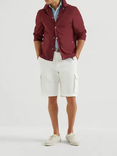 Brunello Cucinelli Men's Bermuda Shorts in Twisted Cotton Gabardine with Cargo Pockets | Thumbnail 6 Brunello Cucinelli Men's Bermuda Shorts in Twisted Cotton Gabardine with Cargo Pockets | Thumbnail 6