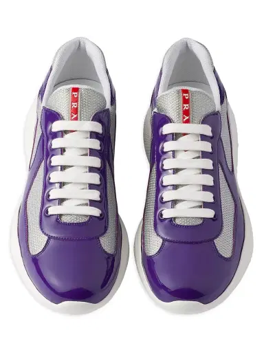 Prada Men's Patent Leather and Technical Fabric America's Cup Sneakers - Dark Purple - Size 9 | Thumbnail 2 Prada Men's Patent Leather and Technical Fabric America's Cup Sneakers - Dark Purple - Size 9 | Thumbnail 2