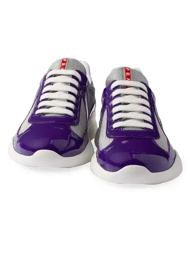 Prada Men's Patent Leather and Technical Fabric America's Cup Sneakers - Dark Purple - Size 9 | Thumbnail 4 Prada Men's Patent Leather and Technical Fabric America's Cup Sneakers - Dark Purple - Size 9 | Thumbnail 4