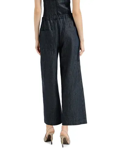 Brunello Cucinelli Women's Denim Effect Twill Pleated A-Line Trousers - Denim | Thumbnail 3 Brunello Cucinelli Women's Denim Effect Twill Pleated A-Line Trousers - Denim | Thumbnail 3