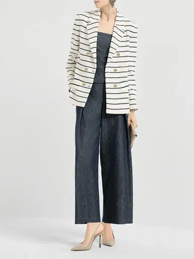 Brunello Cucinelli Women's Denim Effect Twill Pleated A-Line Trousers - Denim | Thumbnail 6 Brunello Cucinelli Women's Denim Effect Twill Pleated A-Line Trousers - Denim | Thumbnail 6