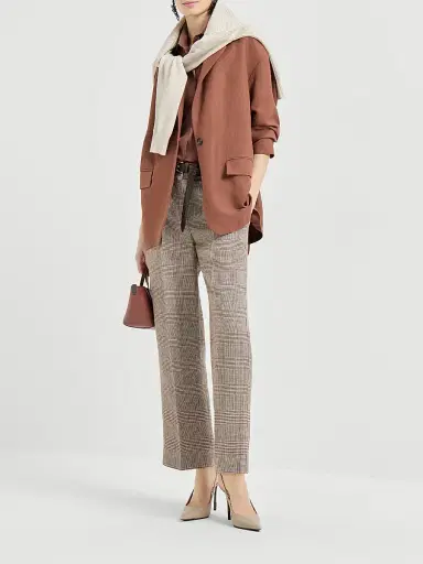 Brunello Cucinelli Women's Viscose and Linen Fluid Twill Blazer with Monili - Brown - Size 2 | Thumbnail 6 Brunello Cucinelli Women's Viscose and Linen Fluid Twill Blazer with Monili - Brown - Size 2 | Thumbnail 6