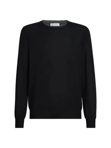 Brunello Cucinelli Men's Cashmere and Silk Lightweight Sweater - Black - Size 34 | Thumbnail 1 Brunello Cucinelli Men's Cashmere and Silk Lightweight Sweater - Black - Size 34 | Thumbnail 1