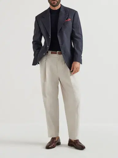 Brunello Cucinelli Men's Lightweight Silk and Cotton Knit T-Shirt with Mock Neck | Thumbnail 6 Brunello Cucinelli Men's Lightweight Silk and Cotton Knit T-Shirt with Mock Neck | Thumbnail 6