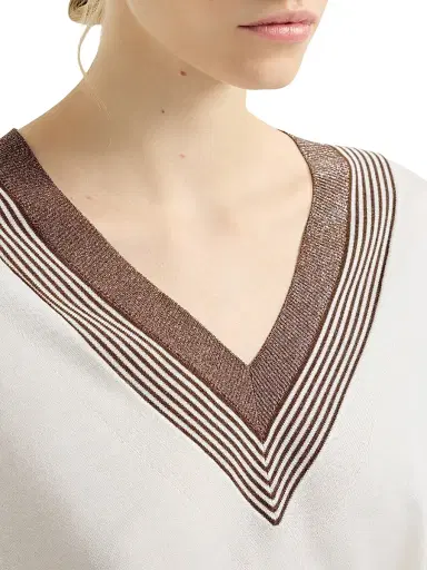 Brunello Cucinelli Women's Cashmere and Silk Lightweight Sweater - White | Thumbnail 4 Brunello Cucinelli Women's Cashmere and Silk Lightweight Sweater - White | Thumbnail 4