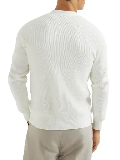 Brunello Cucinelli Men's Cotton English Rib Cardigan with Raglan Sleeves | Thumbnail 3 Brunello Cucinelli Men's Cotton English Rib Cardigan with Raglan Sleeves | Thumbnail 3